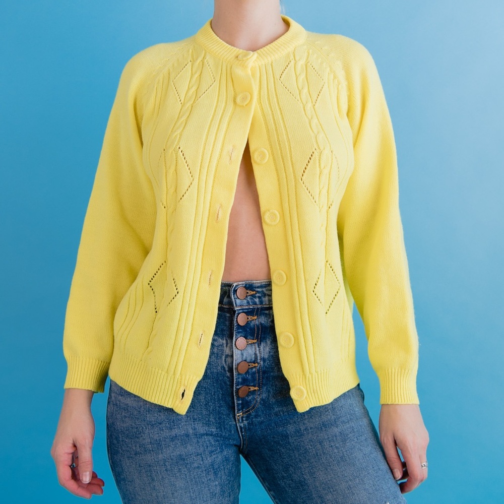 Vintage Sunshine Yellow Button Up Cardigan L